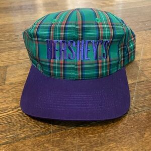 Vtg 90s HERSHEYS chocolate plaid snapback hat